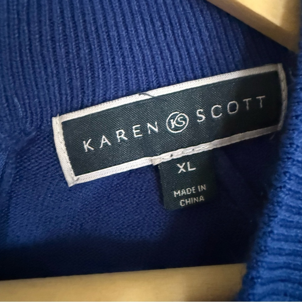Karen Scott Royal Blue Knit Sweater XL | Back Zip Detail | Classic Basic - Picture 2 of 5